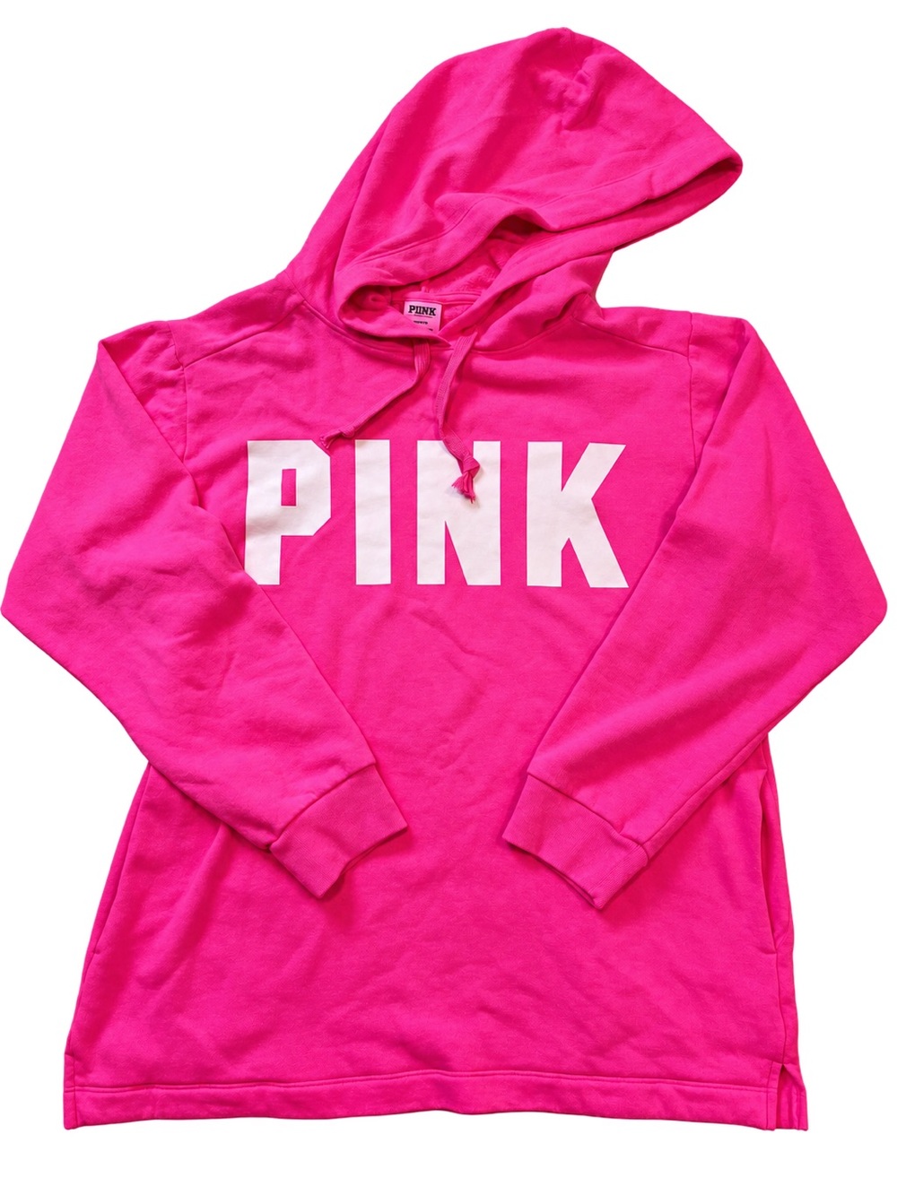 PINK Victoria's Secret Bright Pink Hoodie with White Logo